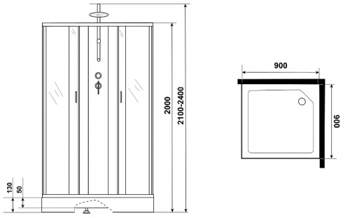 картинка Душевая кабина Niagara Classic 90х90 NG-1101-14BKTG с гидромассажем от магазина Сантехстрой