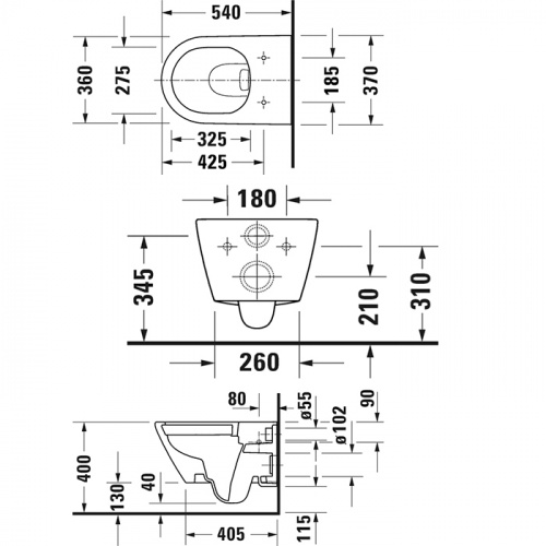 картинка Duravit D-Neo Унитаз подвесной 2577090000, 370 x 540 мм, безободковый, в комплекте с сиденьем 0021690000 цвет: белый (СПЕЦЦЕНА со склада!) от магазина Сантехстрой