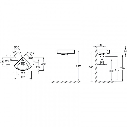 картинка Раковина Jacob Delafon Odeon Rive Gauche 48 EGP112-00 Белая от магазина Сантехстрой