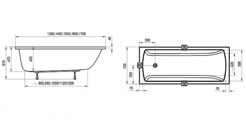 картинка Акриловая ванна Ravak Classic II 160x70 CC41000000 без гидромассажа от магазина Сантехстрой