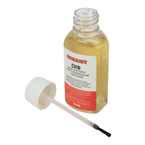 картинка Флюс для пайки REXANT,  СКФ (спирто-канифольный),  30 мл,  с кисточкой,  флакон от магазина Сантехстрой