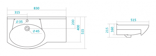 картинка Раковина мебельная AQUATON 83х51.5х21.5, фаянс, цвет Белый (1WH110228) от магазина Сантехстрой