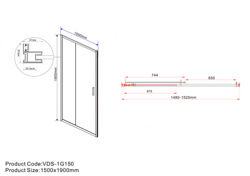 картинка Душевая дверь Garda VDS-1G150CLG, 1500, брашированное золото, стекло прозрачное от магазина Сантехстрой