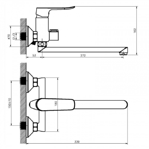 картинка Смеситель для ванны/душа Agger Nice A2521100 с душевым набором от магазина Сантехстрой
