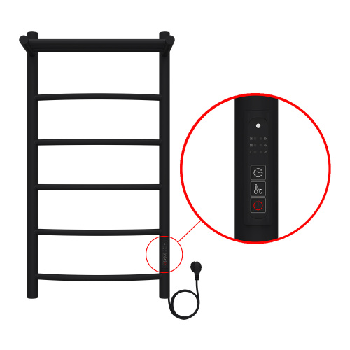 картинка Полотенцесушитель электрический AZARIO VERONA 400/800 5 секций, с полкой, диммер справа, черный (AZ04848PB) от магазина Сантехстрой