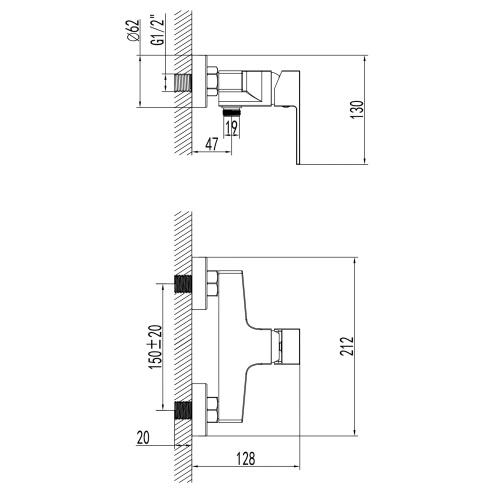 фото смеситель для душа azario eddie с ручным душем, керамический картридж, без излива, хром (az-wqy338207c)