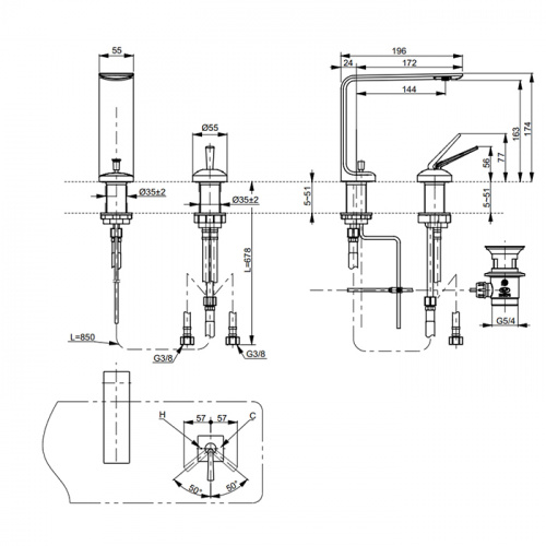 картинка TOTO NEOREST Смеситель для  раковины со сливным клапаном, H 174мм латунь, цвет хром, Comfort Glide Водосбережение (СПЕЦЦЕНА со склада!) САНКЦИИ! от магазина Сантехстрой