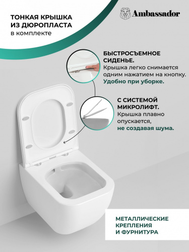 картинка Унитаз Forsa 243K19002RS (510*360*350) подвесной БЕЗОБОДКОВЫЙ, 2 места от магазина Сантехстрой