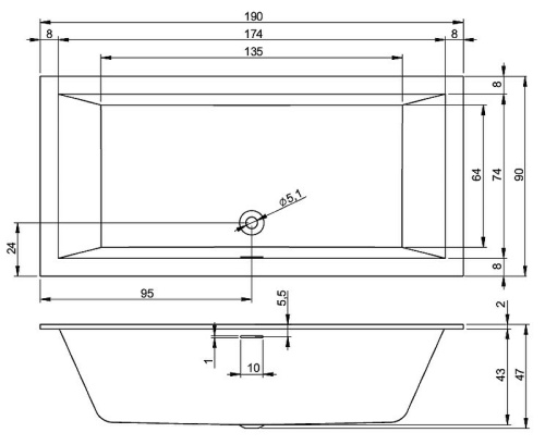 картинка Акриловая ванна Riho Rething Cubic 190х90 B109001005 (BR1100500000000) без гидромассажа от магазина Сантехстрой