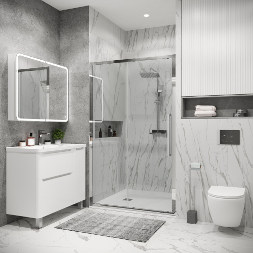 картинка Дверь в нишу Grossman Cosmo 100.K33.02.100.10.00 (100х195) хром,стекло прозрачное,раздвижная, 1 место от магазина Сантехстрой