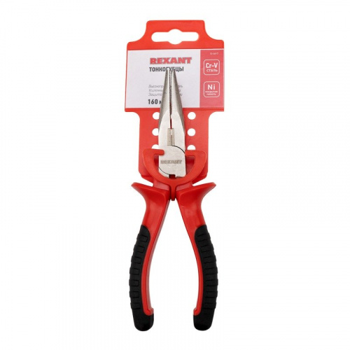 картинка Тонкогубцы 160мм никелированные,  двухкомпонентные рукоятки REXANT от магазина Сантехстрой