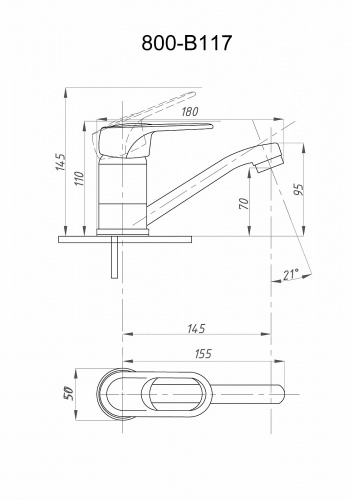 картинка Смеситель для кухни FAUZT FZs-800-117 короткий излив тип См-УмОЦБА, См-МОЦБА от магазина Сантехстрой