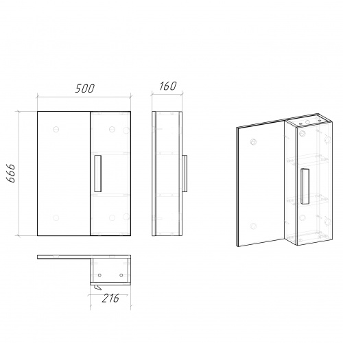картинка Шкаф-зеркало "НЕО-50 см" универсал. белый от магазина Сантехстрой
