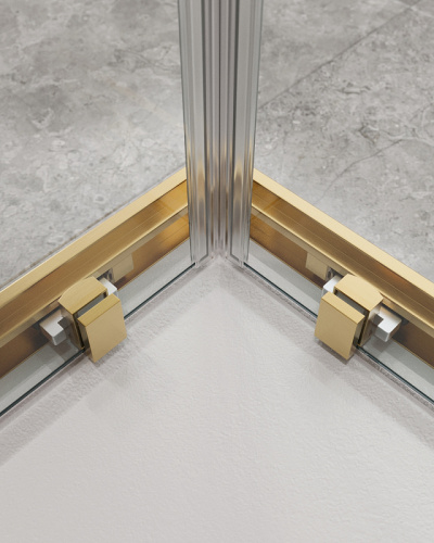 картинка Душевой уголок Cezares Molveno 120x120 MOLVENO-A-22-100+20-C-BORO-IV профиль Брашированное золото стекло прозрачное от магазина Сантехстрой