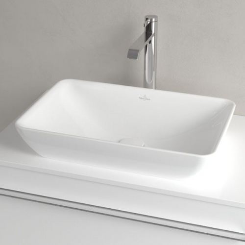 картинка Villeroy&Boch Venticello Раковина накладная 550х360х170, без отв. под смеситель, с переливом, CeramicPlus, цвет альпийский белый от магазина Сантехстрой