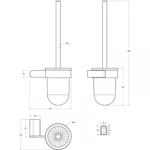 картинка Ершик для унитаза Cezares Stylus STYLUS-TBS-V-NOP Черный матовый от магазина Сантехстрой