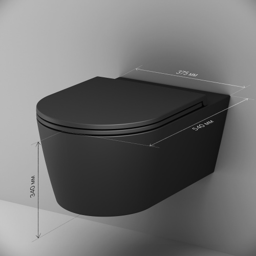 картинка C8F1701MBSC Func подвесной унитаз 54 см FlashClean с сиденьем микролифт, черн мат от магазина Сантехстрой