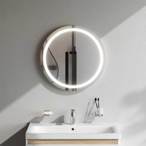 картинка M85AMOX0601WG Универсальное зеркало с контурной LED-подсветкой, ИК- сенсором, круглое, 60 см от магазина Сантехстрой