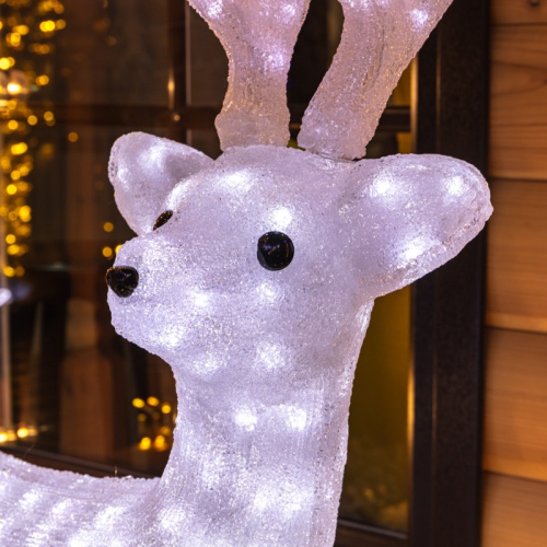картинка Акриловая светодиодная фигура Снежный олень 100 см,  380 светодиодов,  IP 65, понижающий трансформатор в комплекте,  NEON-NIGHT от магазина Сантехстрой