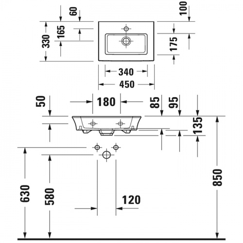 картинка Duravit White Tulip Раковина 450х300  мм, без перелива, с 1 отв. под смеситель, цвет: белый от магазина Сантехстрой