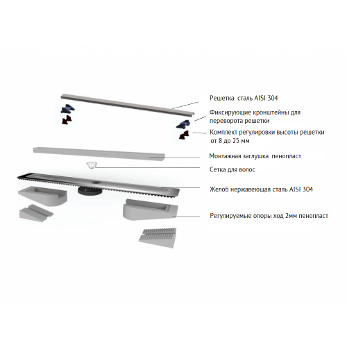 картинка Душевой лоток Berges Wasserhaus C1 Norma 800 090039 с решеткой Хром матовый от магазина Сантехстрой