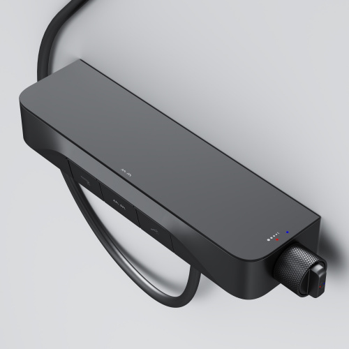 фото f8f10522 func, смеситель для душа, кнопочный с полкой, с изливом, черный