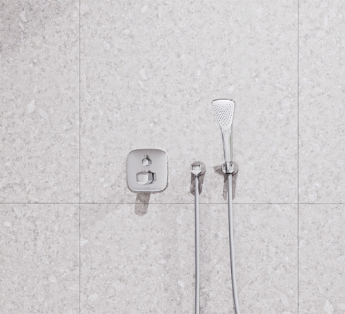 фото встраиваемый смеситель kludi ameo для ванны и душа с термостатом, внешняя часть, хром (418300575)