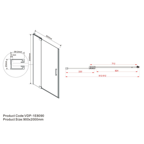 картинка Душевая дверь Vincea vdp-1e8090clgm от магазина Сантехстрой