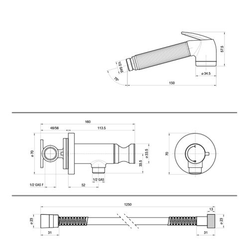 картинка BOSSINI NIKITA Гигиенический душ с прогрессивным смесителем, лейка металлическая, шланг металлический, цвет хром от магазина Сантехстрой