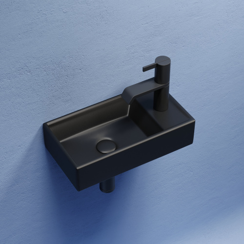 картинка CN6051LMB Умывальник подвесной прямоугольный (чаша слева, отверстие под смеситель справа) цвет чёрны от магазина Сантехстрой