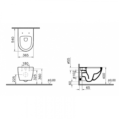 картинка 7748B083-0101 Безободковый подвесной унитаз VitrA Sento, цвет Матовый черный от магазина Сантехстрой