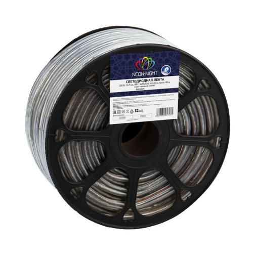 картинка LED лента 220 В,  10х7 мм,  IP67, SMD 2835, 60 LED/m,  цвет свечения синий,  бухта 100 м от магазина Сантехстрой