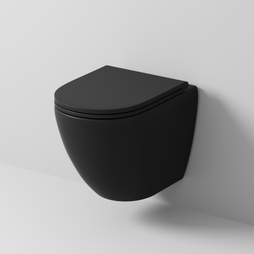 картинка Унитаз GR-4455BMSQ (490*370*360) ЧЕРНЫЙ МАТОВЫЙ подвесной безободковый СМЫВ ТОРНАДО БЕСШУМНЫЙ 1 мест от магазина Сантехстрой