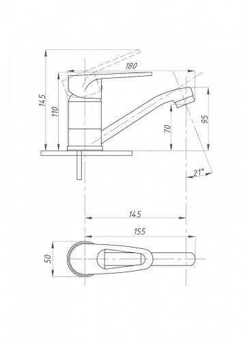 картинка Смеситель для кухни FAUZT FZs-800-114 короткий излив тип См-УмОЦБА, См-МОЦБА от магазина Сантехстрой