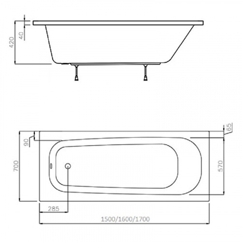 картинка Ванна RAVAK SEPTIMA 160х70, белая C631S00000 от магазина Сантехстрой