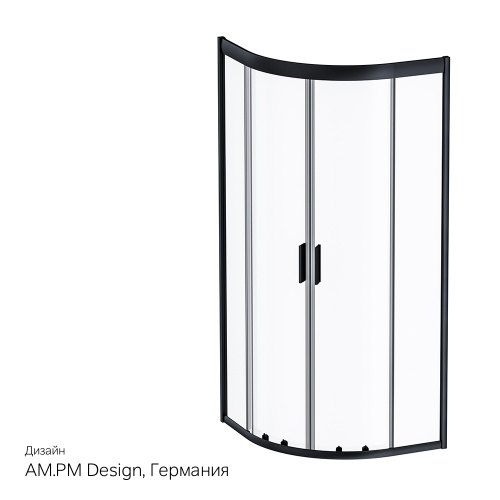 картинка W90G-401-080BT Душевое ограждение Gem 1/4 Rond 80x80 стекло прозрачное, профиль черный матовый, без от магазина Сантехстрой