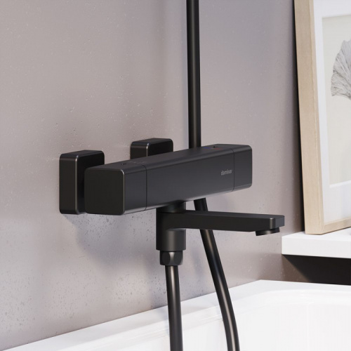 фото 533000300 gala термостатный смеситель для ванны - душа, чёрный