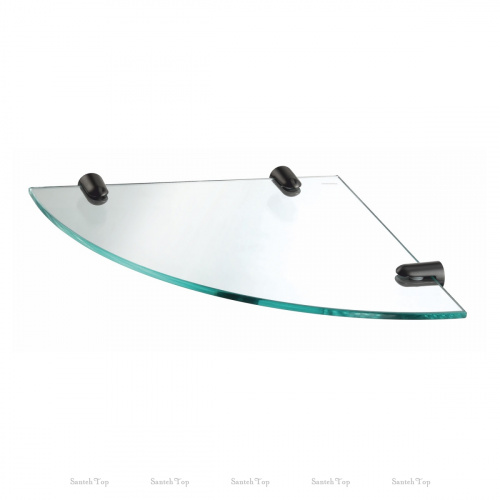 картинка Полка стеклянная WasserKraft K-533GUN METAL / K-533GM угловая, оружейная сталь матовая от магазина Сантехстрой