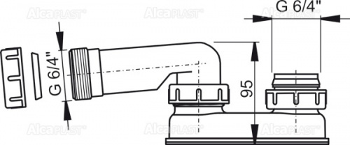 картинка Гидрозатвор для ванны Alcadrain 6/4x50 мм (A53-6/4) от магазина Сантехстрой