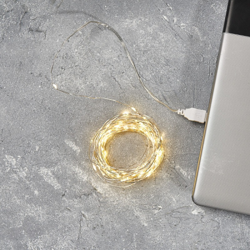 картинка Гирлянда Роса 5 м,  50 LED, USB,  теплое белое свечение NEON-NIGHT от магазина Сантехстрой