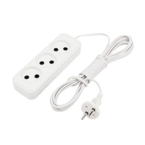 картинка Удлинитель REXANT 3 гнезда,  5 м,  2х0.75 мм²,  б/з,  белый (Сделано в России) от магазина Сантехстрой