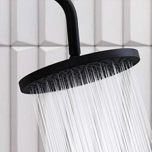 картинка 947760300 Apollo душевая система с ванно-душевым ТМС смесителем-полкой, черный от магазина Сантехстрой