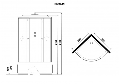 картинка Душевая кабина Niagara p80/40/mt от магазина Сантехстрой