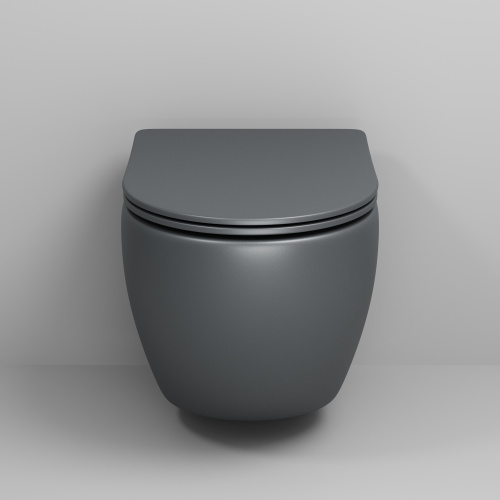 картинка Унитаз подвесной Grossman GR-4455GMSQ (485х360х320) безободковый,смыв торнадо,серый матовый с тонкой крышкой,микролифт,1 место от магазина Сантехстрой