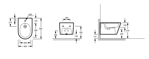 картинка EMK0002-00 Bastille WH подвесное биде от магазина Сантехстрой