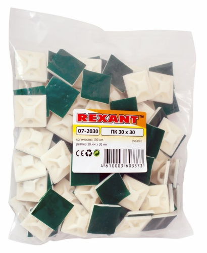 картинка Площадка самоклеящаяся REXANT 30х30 мм,  белая,  упаковка 100 шт. от магазина Сантехстрой