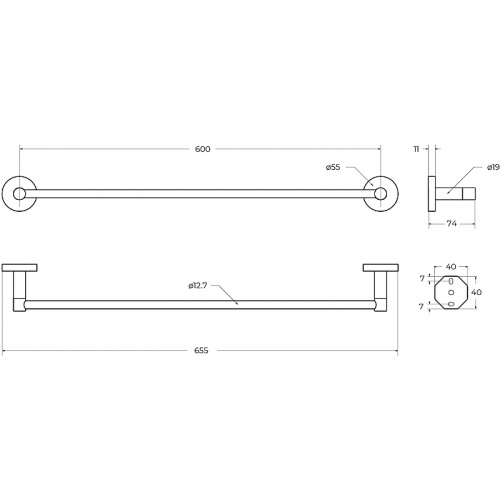 картинка Полотенцедержатель Cezares Relax RELAX-TH-65-NOP Черный матовый от магазина Сантехстрой