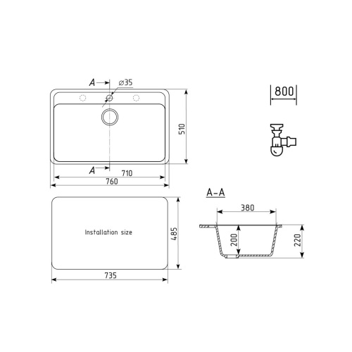 картинка Мойка Ulgran Classic антрацит (U-600-343) от магазина Сантехстрой