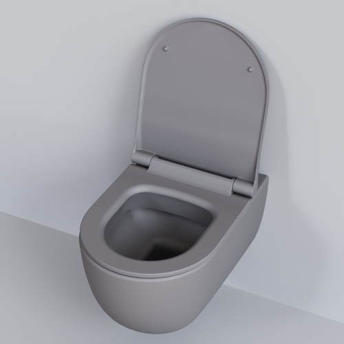 картинка Унитаз Abner 103T20301R (545*360*330) МАТОВЫЙ СЕРЫЙ подвесной БЕЗОБОДКОВЫЙ, 1 место от магазина Сантехстрой