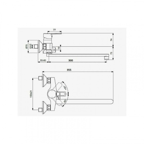 фото смеситель для ванны d-lin d146404-5, хром